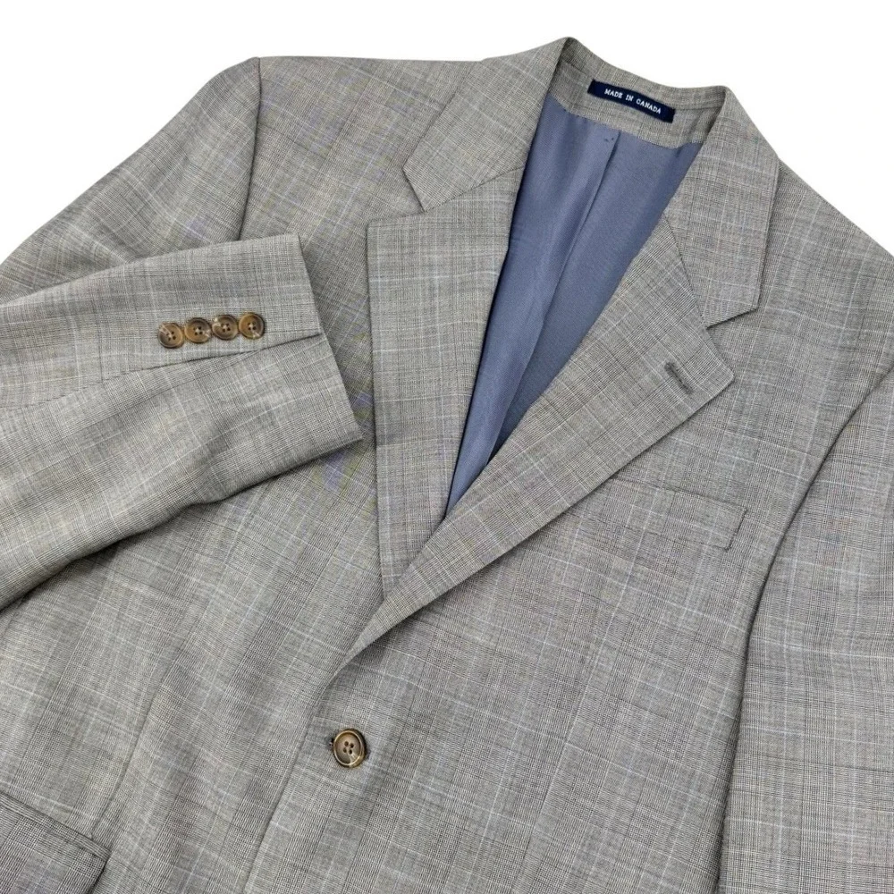 Ralph Lauren Mens 38R 100% Wool Blazer Grey Glen Plaid Sport Coat Designer - Picture 3 of 10